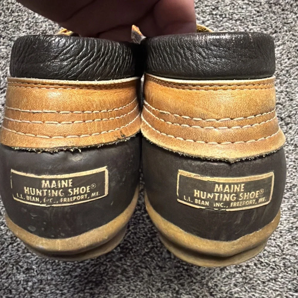 Vintage LL Bean Maine Mens Low Leather Duck Boat‎ Shoes Boots Hunting Size 12